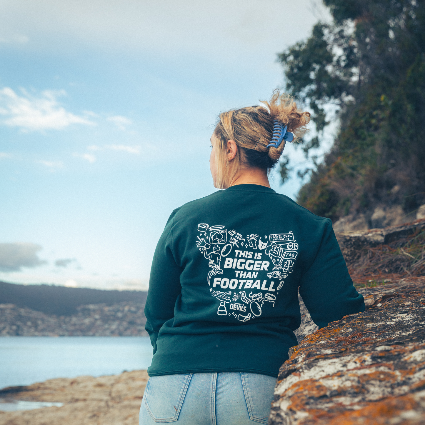 Bigger Than Football Crewneck Green Sweater - Adult