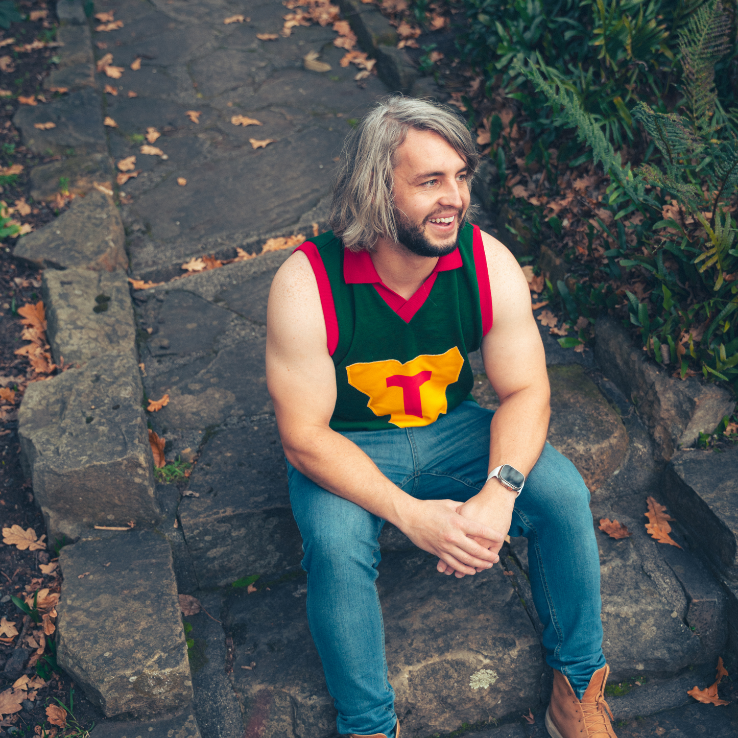 Men's Sleeveless Wool Vintage Guernsey